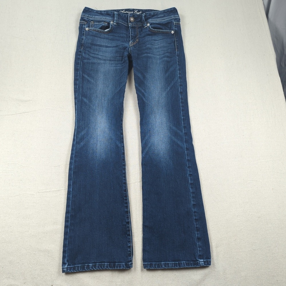 American Eagle Jeans Womens 8 Blue Original Boot Cut Stretch Faded Western
